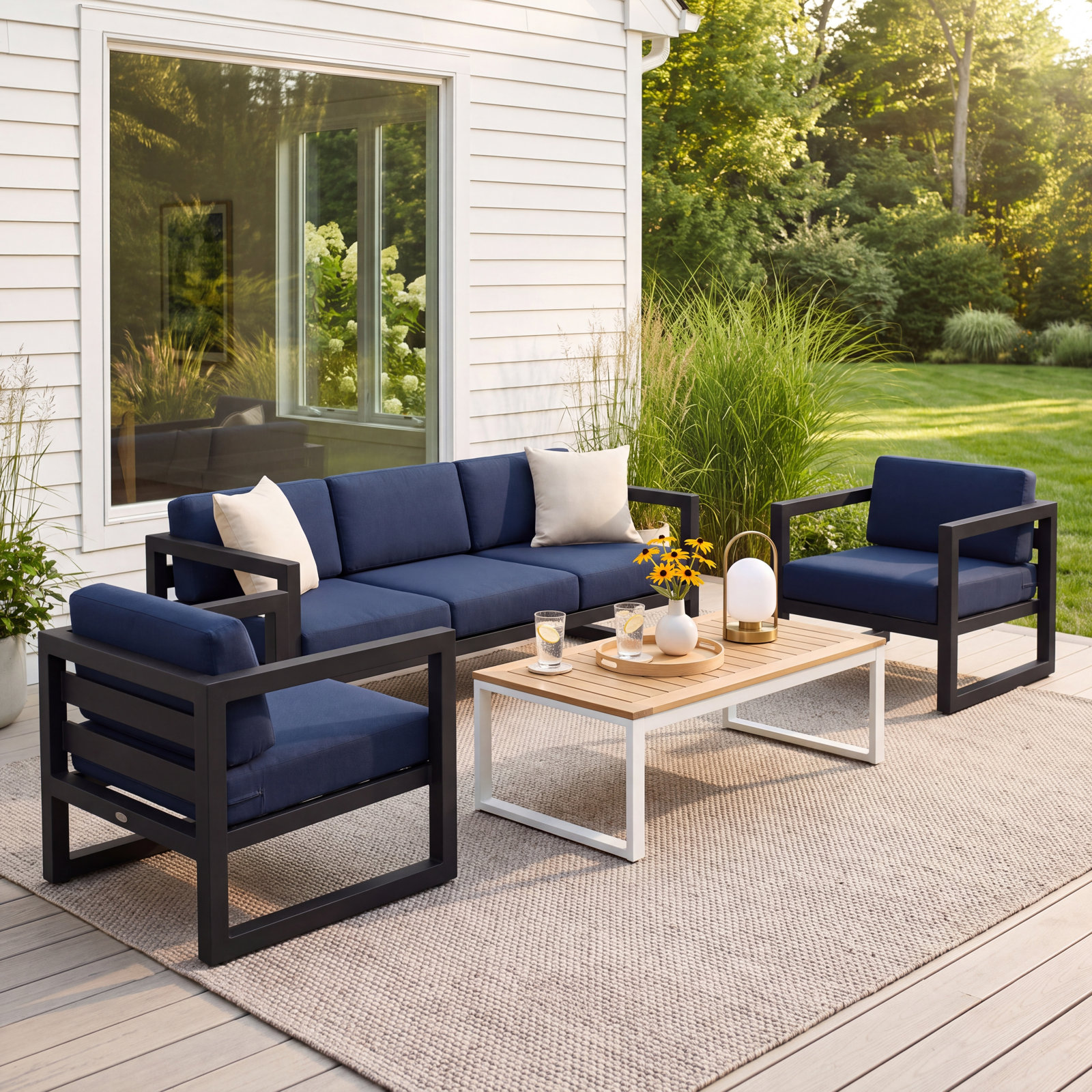 Avion 5 - Person Patio Seating Group, Spectrum Indigo Sunbrella®