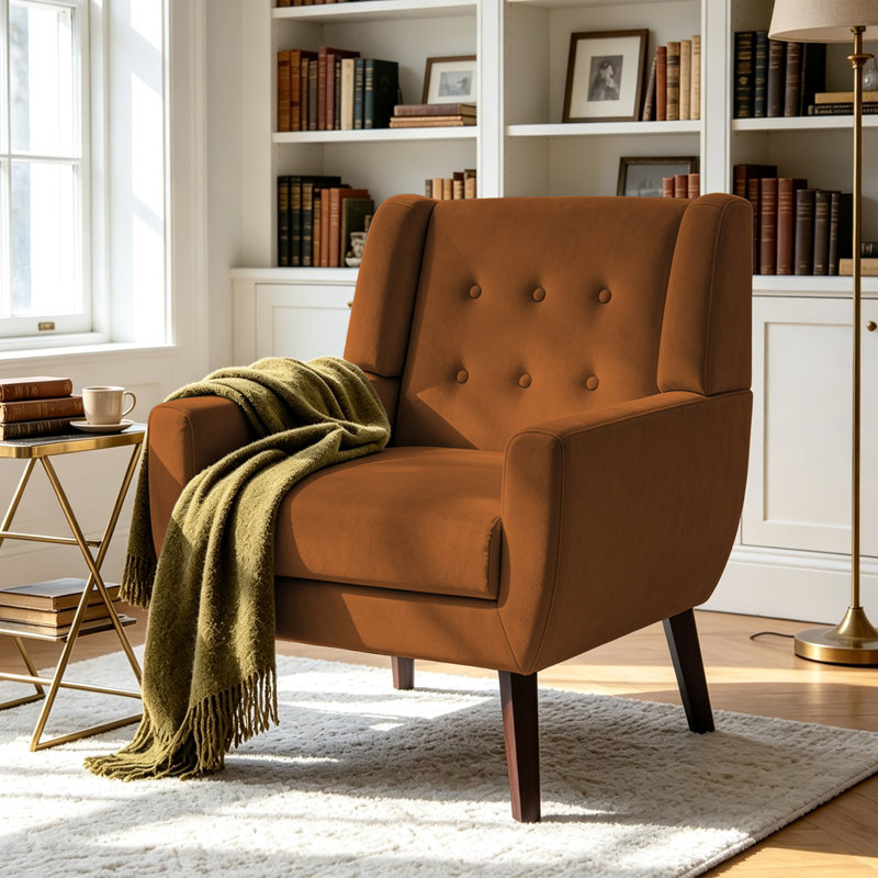 Fauteuil Jaqueze, Velours orange performance