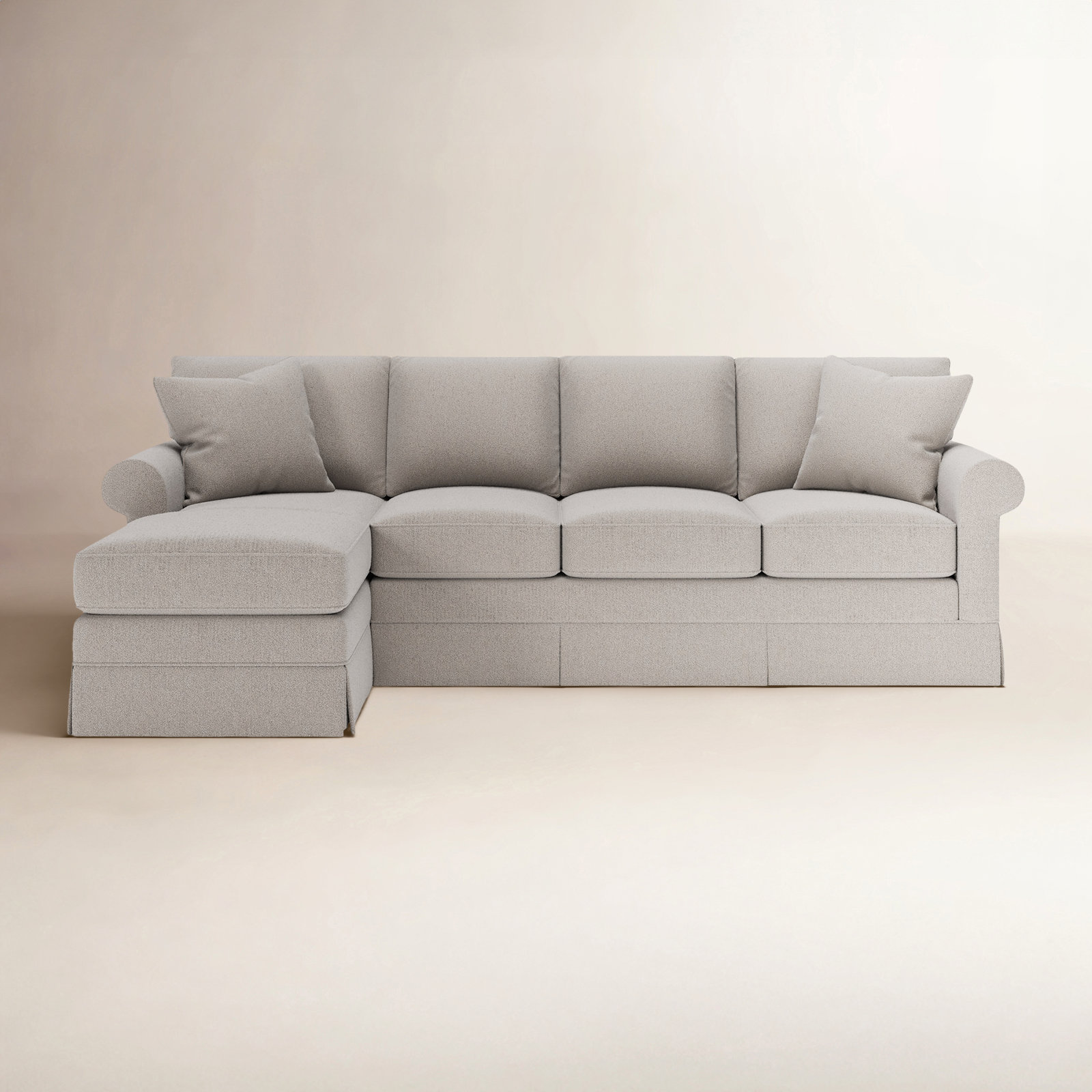 Friedman Sleeper Sectional with Chaise, Apollo Pebble Boucle, Left Hand Facing
