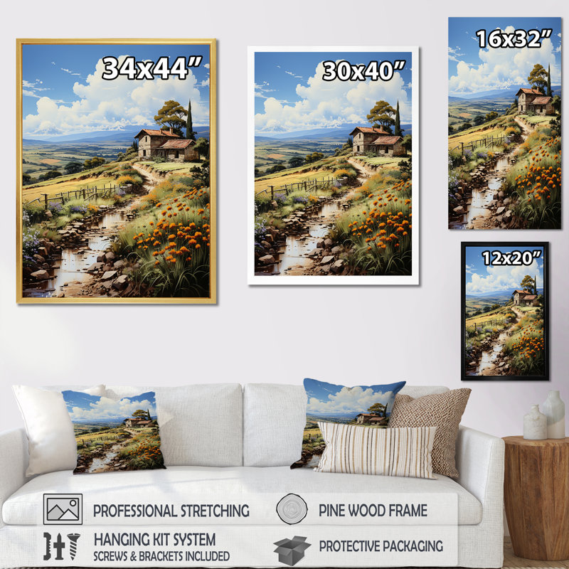 Farmhouse Rustic Retreat III, reproduction d'art sur toile, Cadre flottant blanc, H 44 po x l 34 po x P 1,5 po