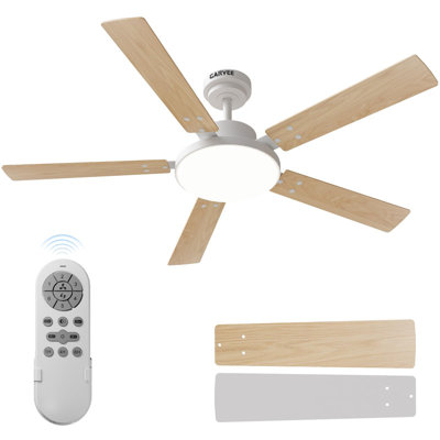 52" Modern Ceiling Fan with LED Light & Remote, Reversible DC Motor for Bedroom, Living Room, Patio