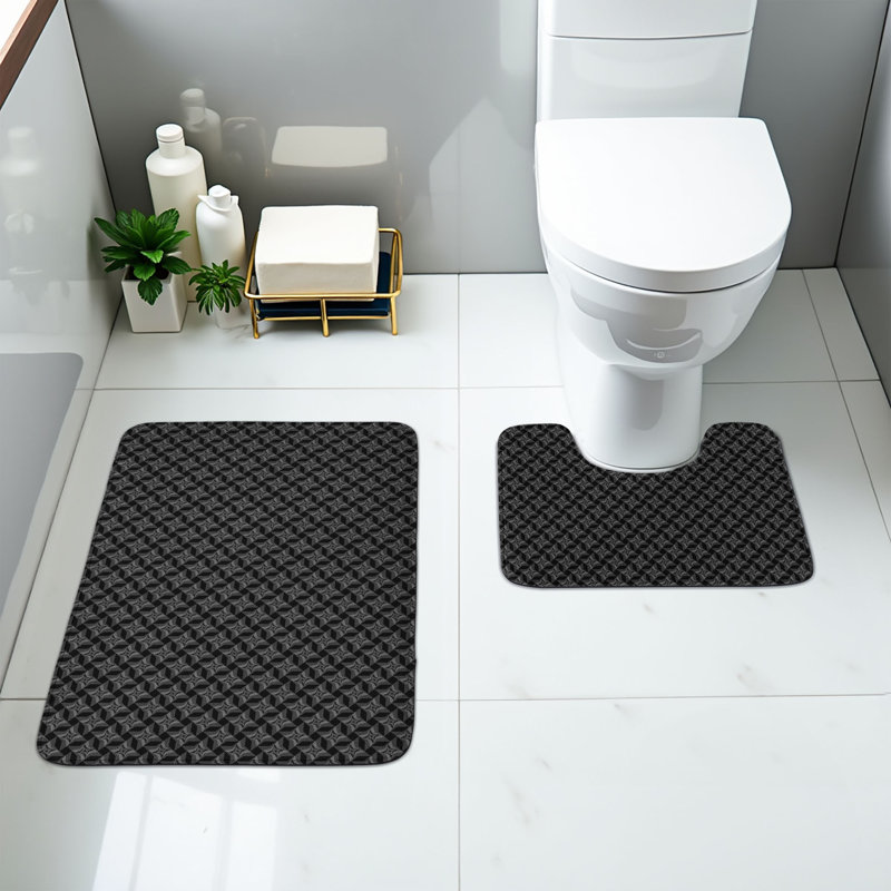  Tapis de salle de bain gris anthracite 2 pièces