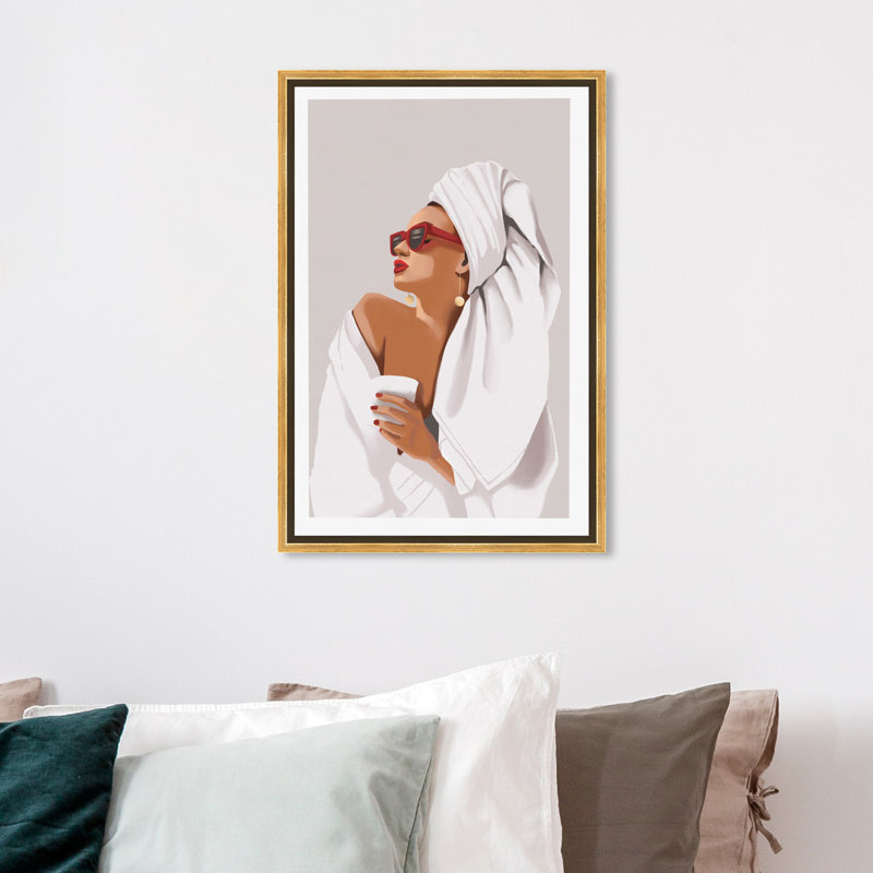 «Her Morning routine» - impression, Toile encadrée, H 24 po x l 16 po, Doré
