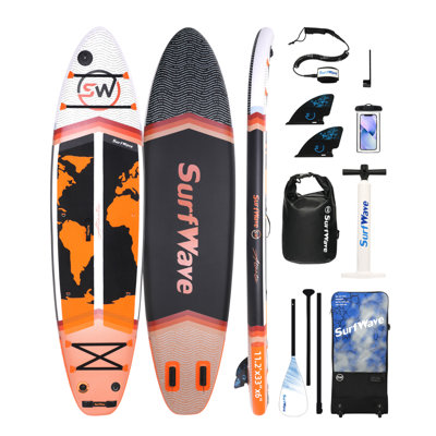 Planche de pagaie debout gonflable 11 pi x 34 po x 6 po avec accessoires