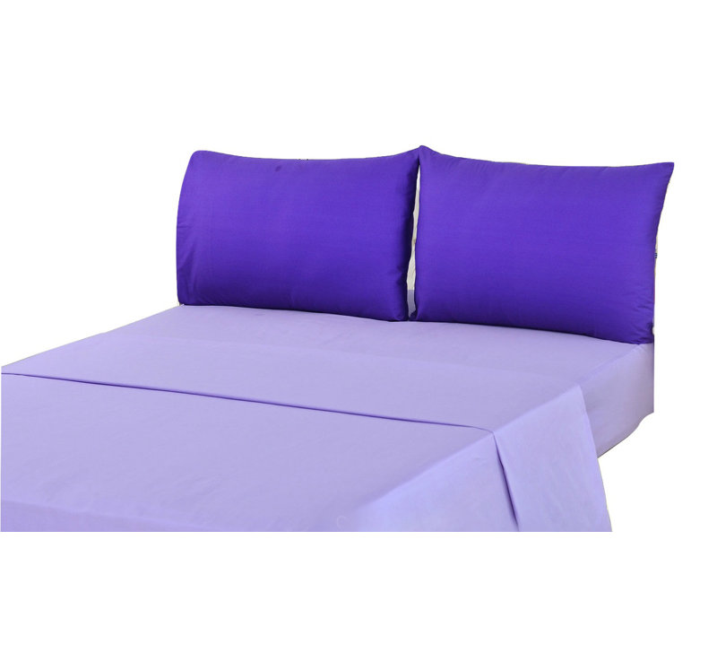 Cotton Jersey Knit Sheet Set, King Sheet Set + Fitted Sheet + 2 Pillowcases, Purple