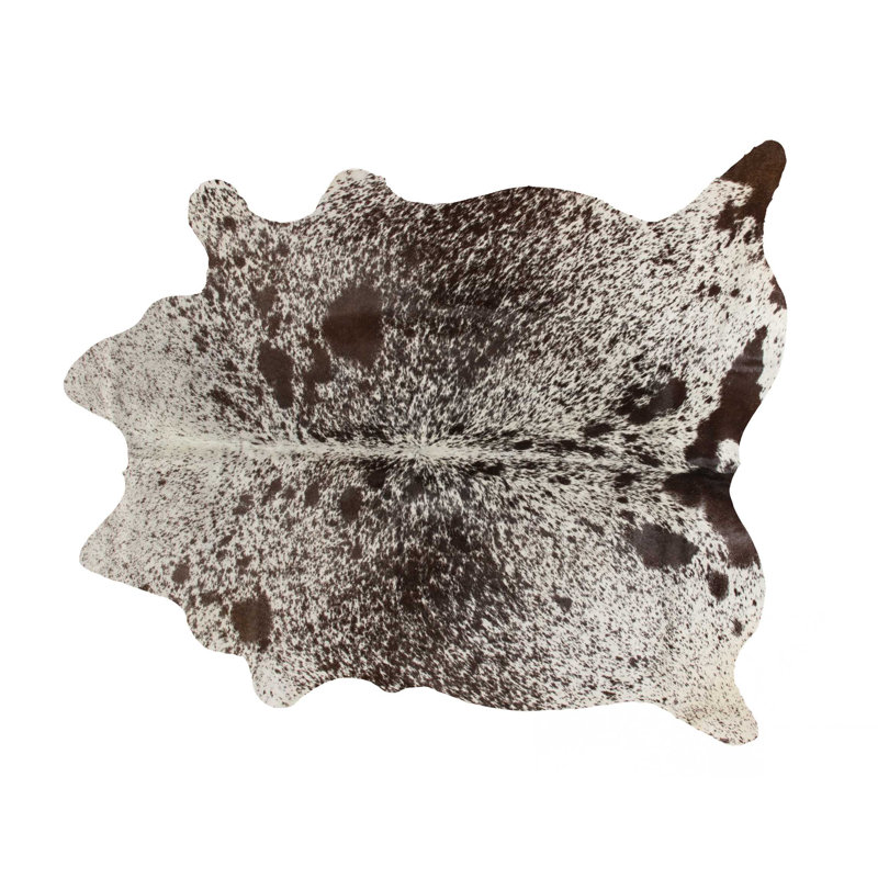 Brown and White Cowhide Handmade Area Rug, 5' x 7'