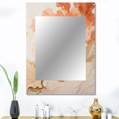 Rose et blanc Coastal Coral Collage III - miroir mural unique, miroir crème, reproduction d'art en métal