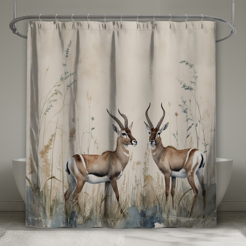 Rideaux de douche deux gazelles, L 70 po x H 84 po