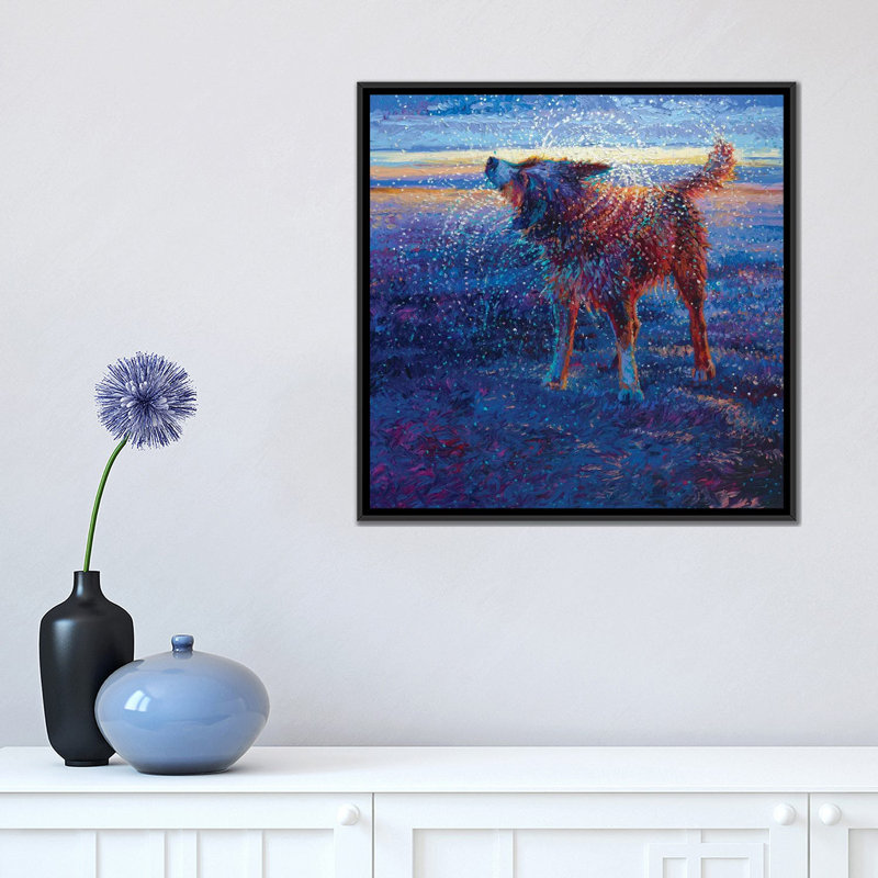 Iris Scott - Coastal Canine, reproduction d'art sur toile tendue, H 18 po x l 18 po x P 1,5 po, Toile avec cadre noir