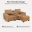 Canapé modulaire en forme de U de 144 po de large avec 144 sièges et rangement avec console et brun, 144 po-1236146478