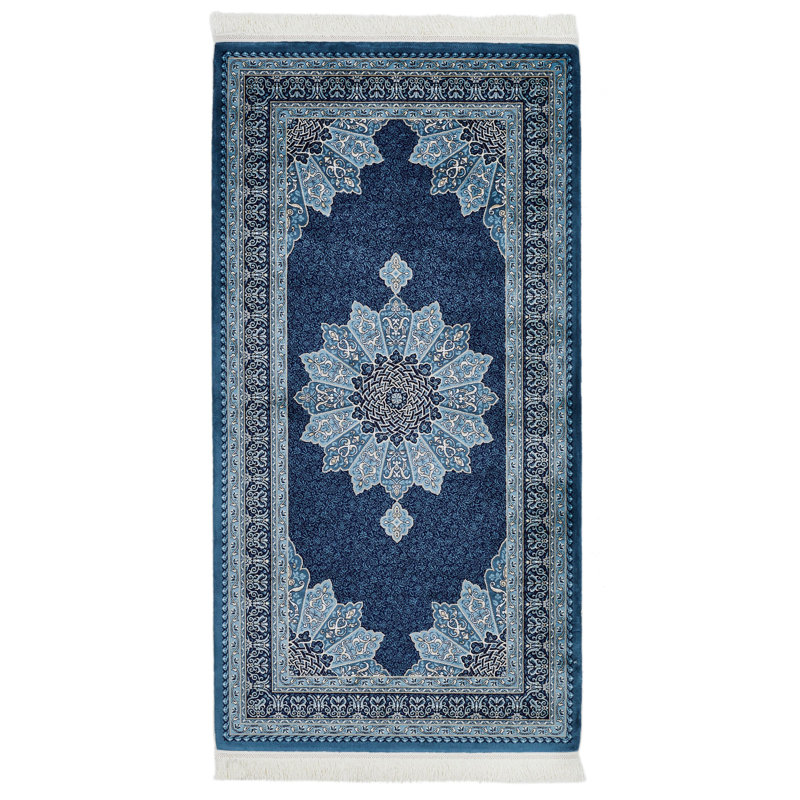 Tapis turc bleu marine et ivoire 3x5