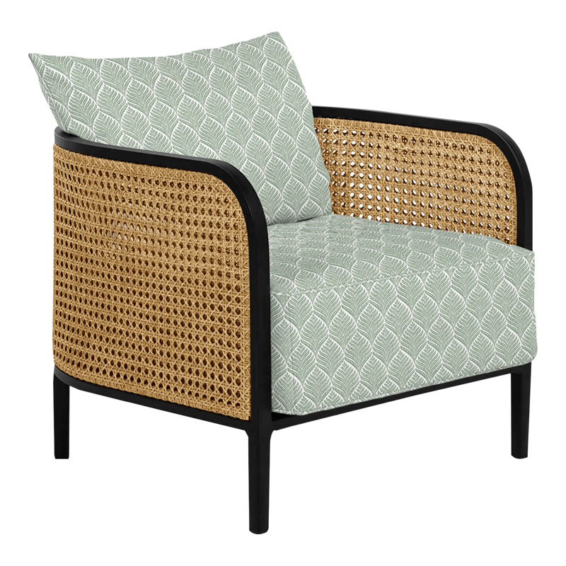 Havana Patio Chair with Cushions, No welt + Standard fill, Havana #84 Black-Natural Resin, Perigold Linnaeus Spring