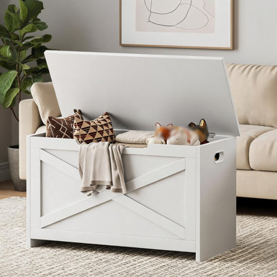 30" Wooden Storage Bench, Flip Top Entryway Shoe Bench with Safety Hinge for Entryway Bedroom Living Room