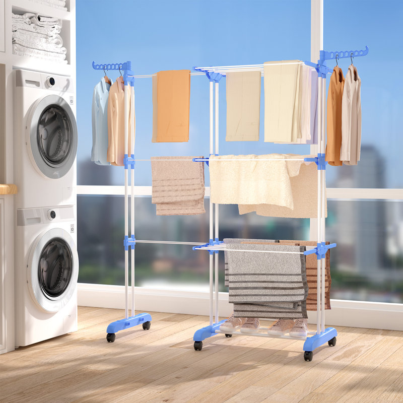 Bole Adjustable Rolling Clothing Rack, Blue