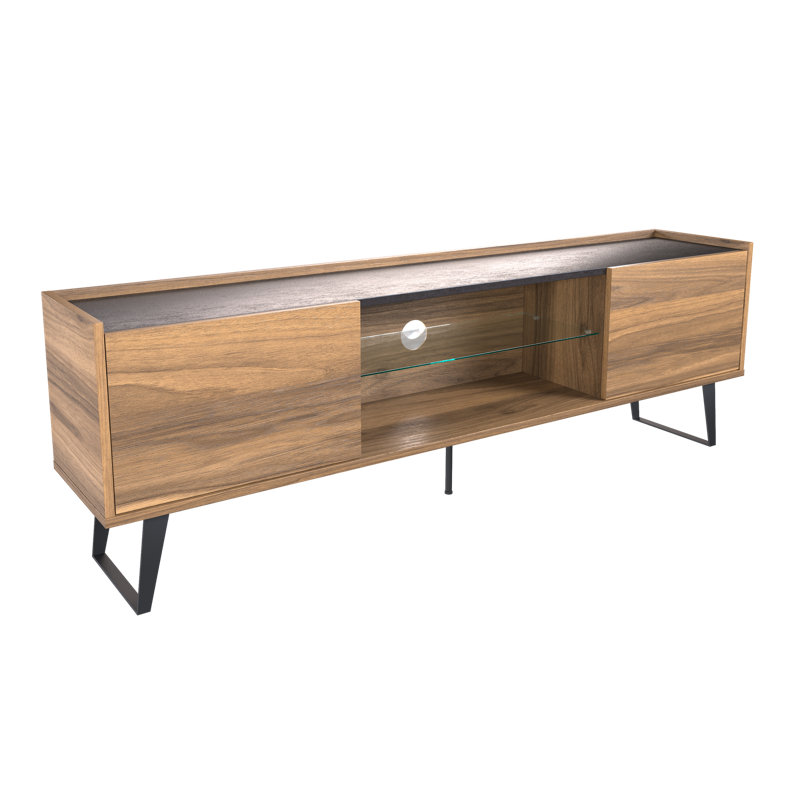 Mohseena Wood TV Stand for TVs up to 80", Walnut/Stone