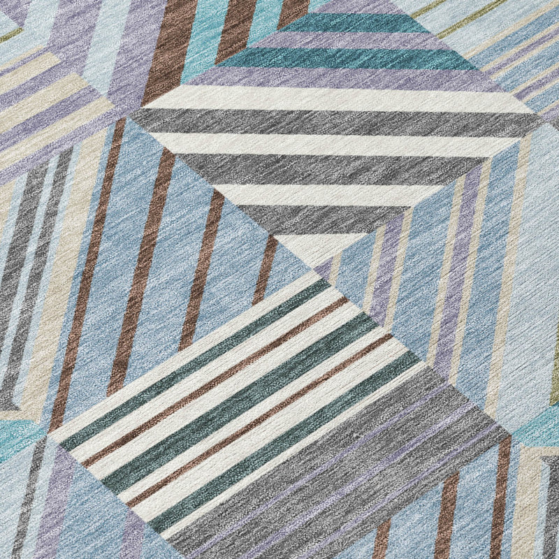 Machine Washable Indoor/Outdoor Lanphear ACN2399 Patchwork Rug, Rectangle 5' x 7'6"