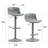 Bar Stools Set Of 2 – Modern PU Leather Counter Height Barstools With Back, Height Adjustable Swivel Kitchen Island Chairs, Armless, Large Base-Gray-1351120786