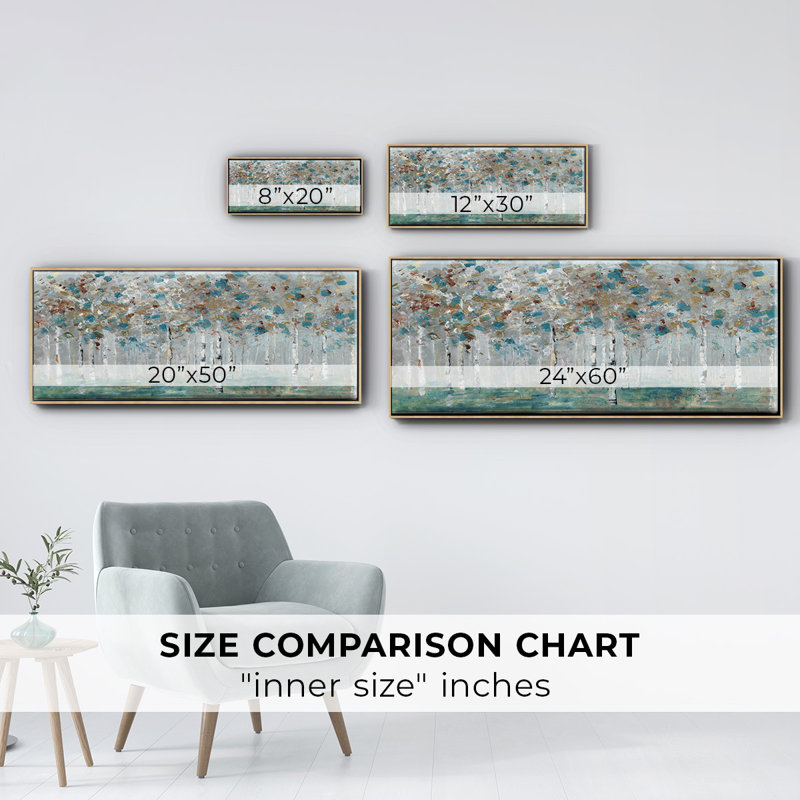 Teal Forest- Framed Canvas, 20" H x 50" W