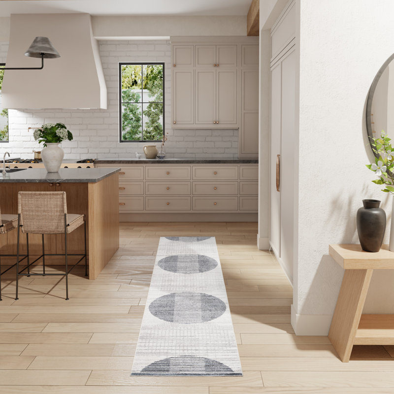 Tapis géométrique ivoire Aulika, Tapis de couloir 2 pi x 6 pi
