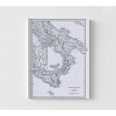 Sud de la Sicile - Oxford 1828, impression de carte de l'Italie, carte italienne encadrée, décoration murale, vieille carte sicilienne, carte de la Sicile rustique