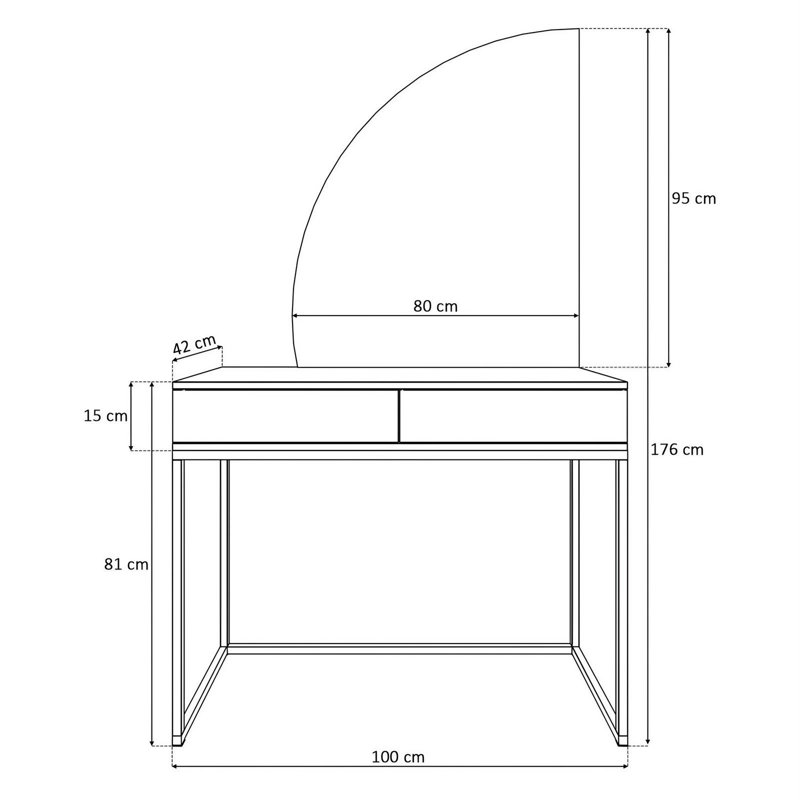 Darlita Dressing Table with Mirror, Black