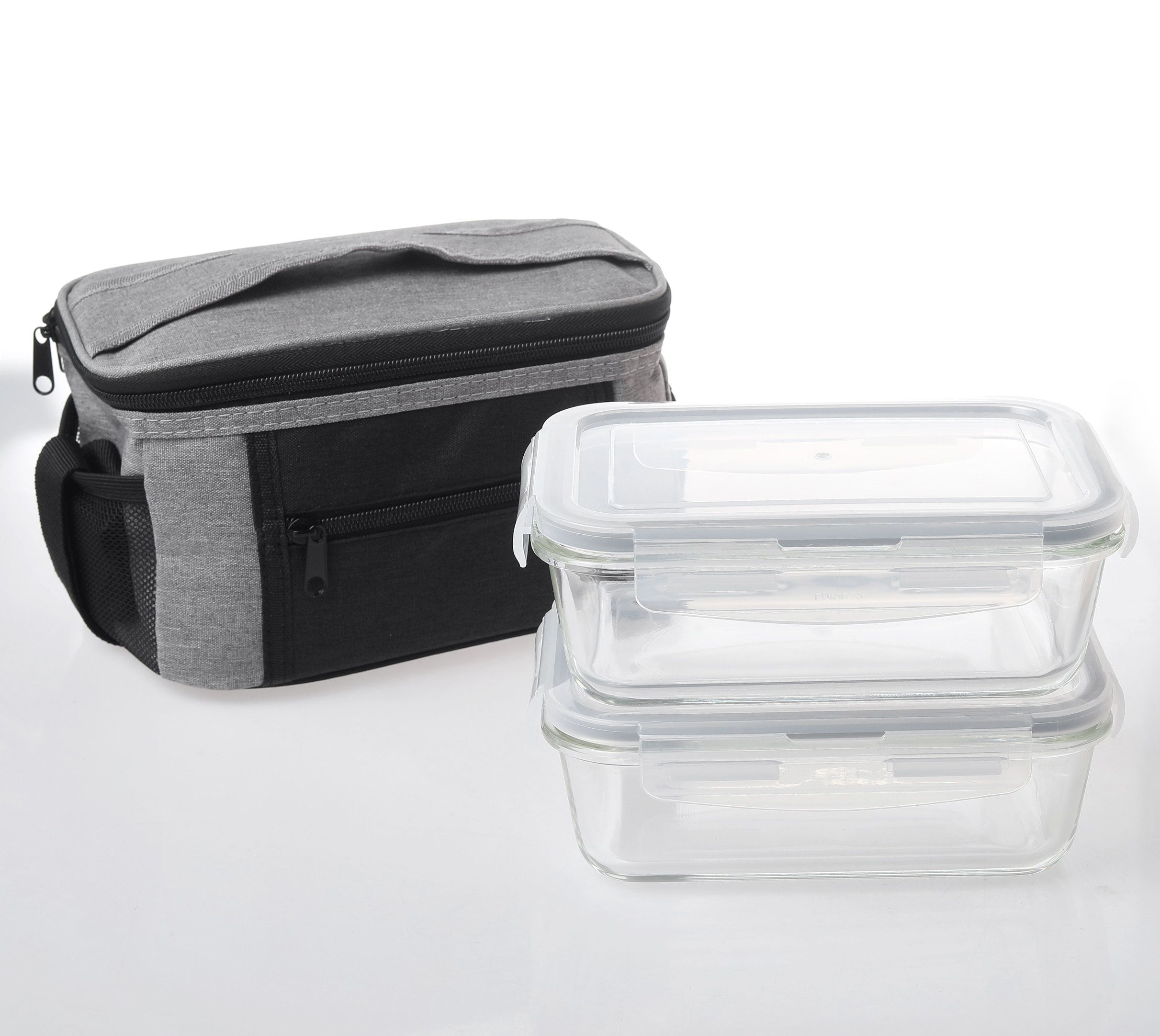 Tupperware Containers- Set of 2- Grey with black lid