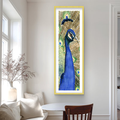 Peacock Classic Blue Framed Matted Print for Home Decor