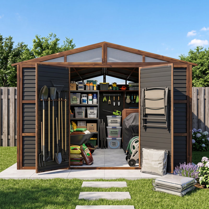 Abri de rangement extérieur en métal de 3 m de large x 3,6 m de profondeur