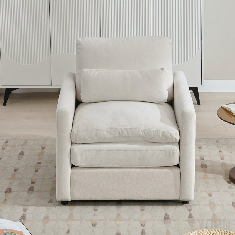 Fauteuil rembourré 31,9 "surdimensionné et confortable, Beige
