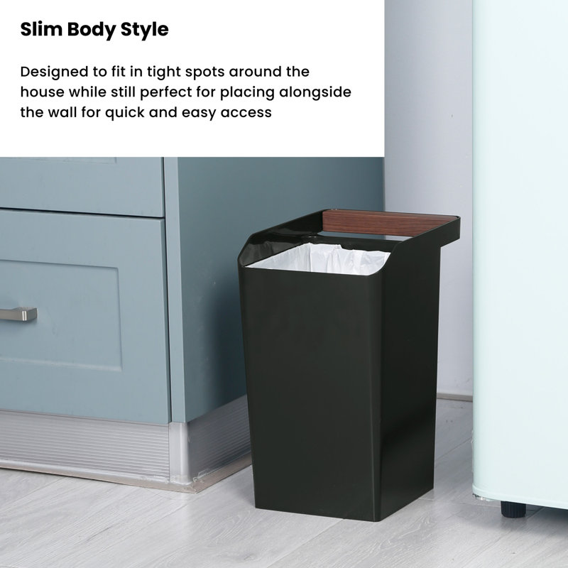2 Gallon Black Plastic Square Trash Can Set with Handle