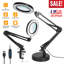 Lampe de bureau 2 en 1 avec loupe à DEL et loupe 8x avec bras pivotant et lampe de lecture USB avec support à pince 10 modes de luminosité 3 modes