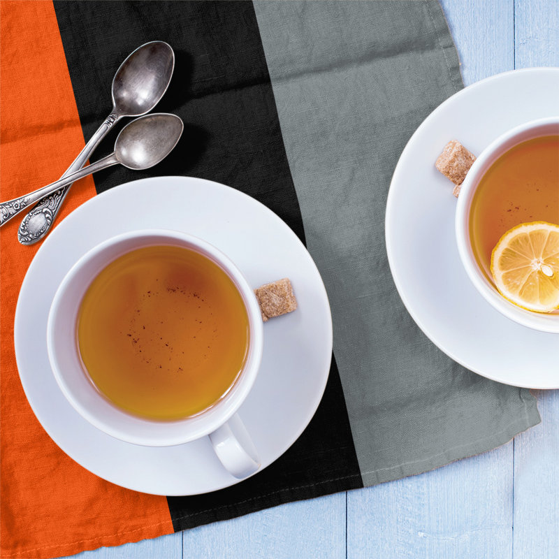 Anaheim Stripe Tea Towel Kitchen Towel, Orange/Black/Silver, Poly Twill