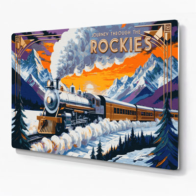 Transportation Vintage train travel posters Beige Metal Wall Art