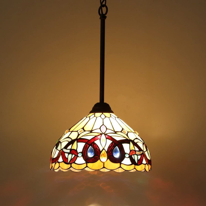 Mini-luminaire suspendu en verre coloré style rustique Tiffany