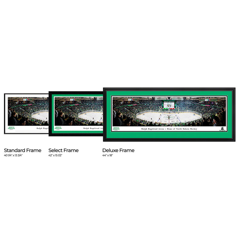 Impression panoramique du North Dakota Hockey, H 18 po x l 44 po, Cadre noir