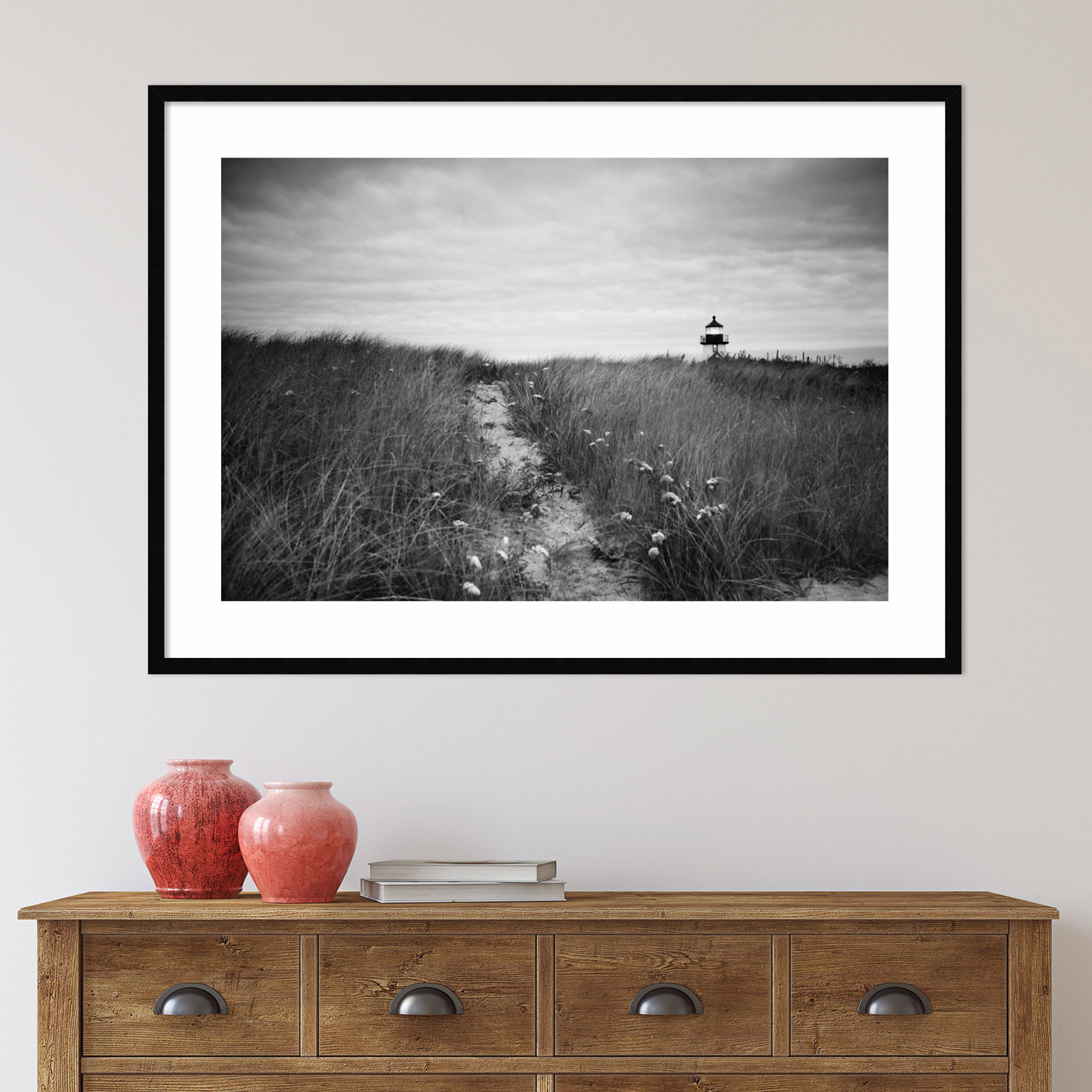 Nantucket Lighthouse by Aledanda, Black, 30" H x 41" W