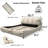 Queen Size Luxury Upholstered Platform Bed with Oversized Padded Backrest, Solid Pine Wood Frame - Beige-1650699008