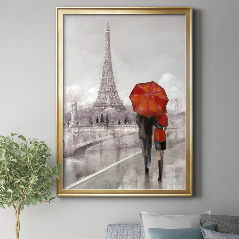«Modern Couple In Paris», reproduction d'art sur toile, Doré, H 26,5 po x l 36,5 po x P 1,5 po