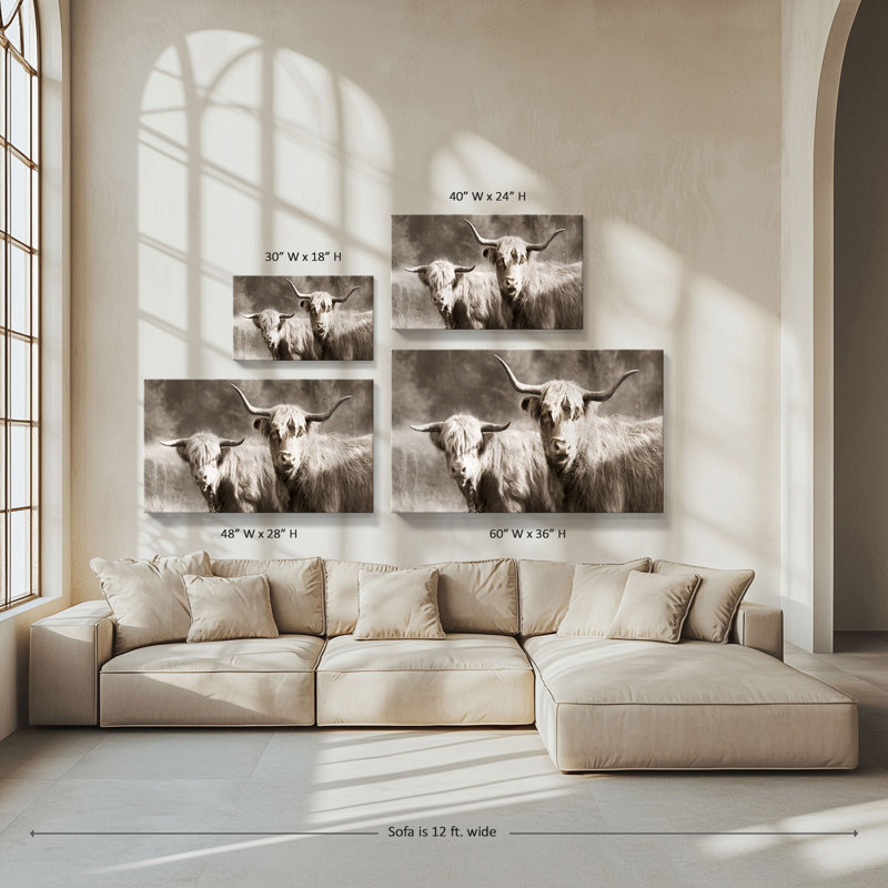 "Sepia Hairy Highland" par Danita Delimont, reproduction sur toile, H 18 po x l 30 po x P 1 po