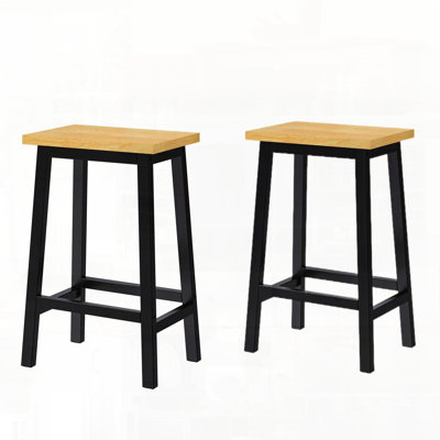 Solid Wood Bar Stool Set With Footrests For Stable Kitchen Use
