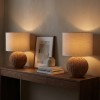 Hand-Woven Rattan Table Lamp with Linen Shade