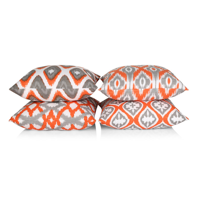 Loyd Ikat Square Throw Cushion Cover, Orange