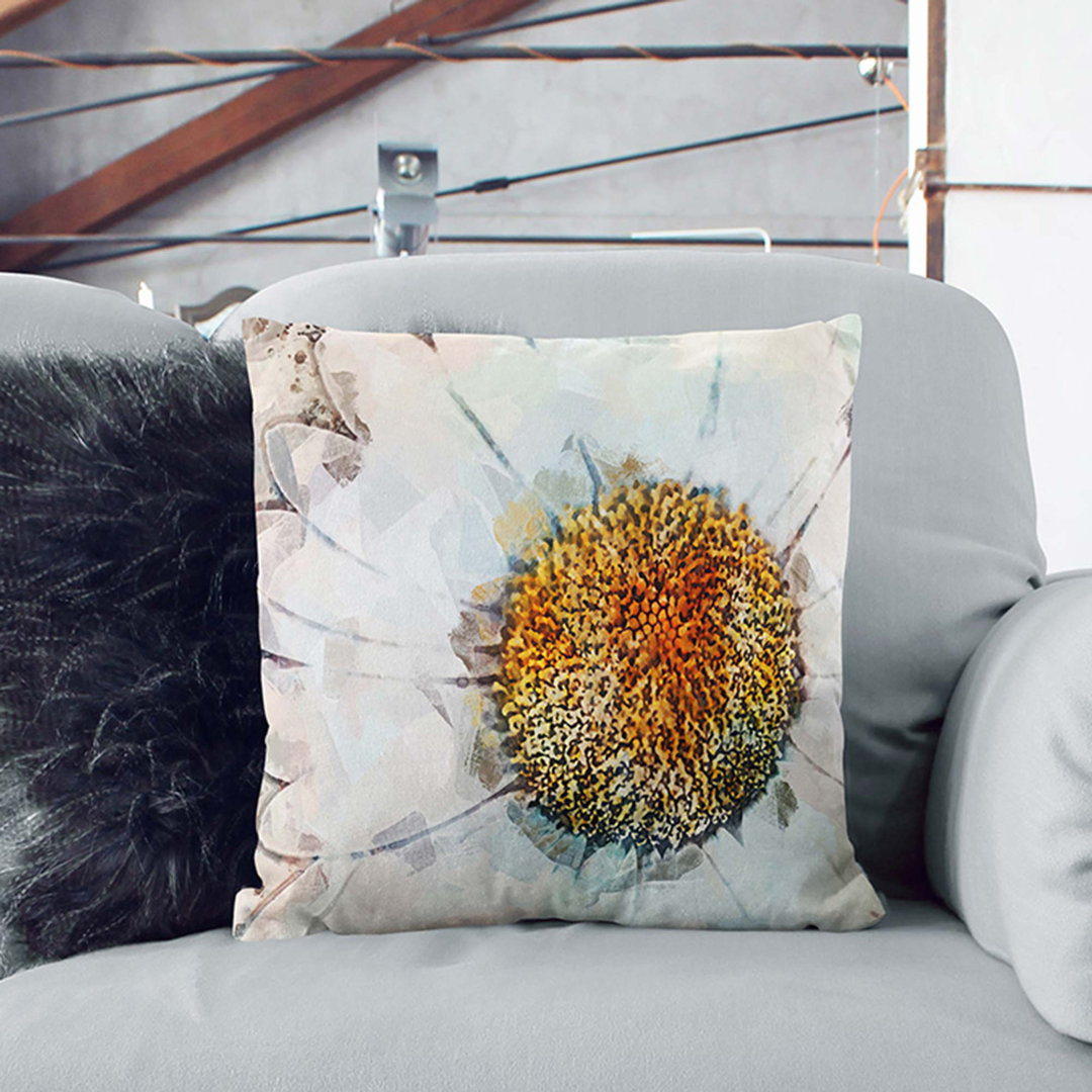 A White Daisy in Abstract Cushion with Filling