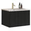Meuble-lavabo élégant avec texture noyer rayé et lavabo intégré-213116265