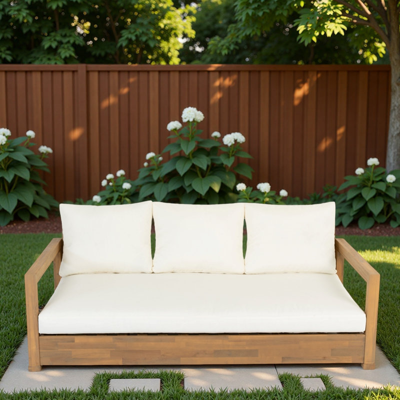 Patio 3-seater Sofa With Thicker Cushion, Soft Pillows, Adjustable Foot Pads And Removable Cushion Covers