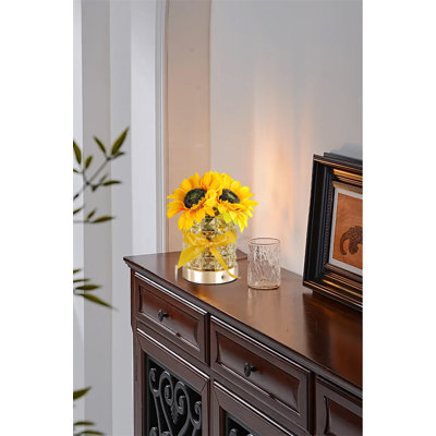 Lampe de chevet 3 couleurs Crystal Touch avec fleurs artificielles