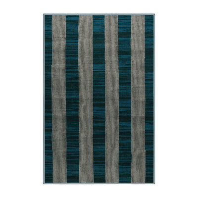Machine Washable Checkered Blue Area Rug