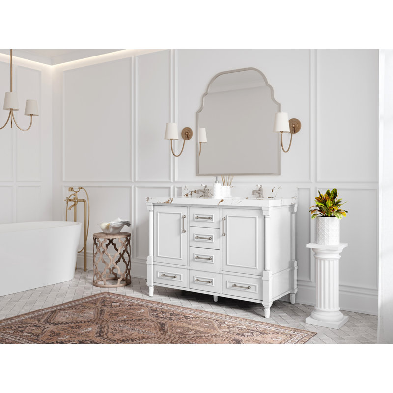 Aberdeen X P 22 po Meuble-lavabo double D, Calacatta Nuvo