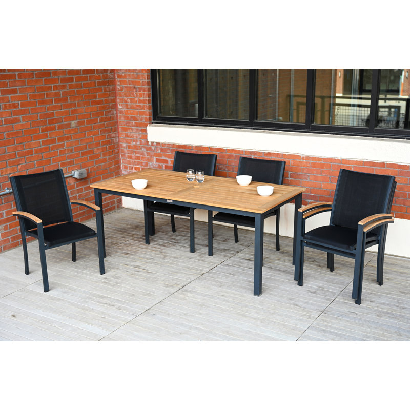 Aluminum Sling & Teak Stacking Sling Tribeca Armchair, Matte Black