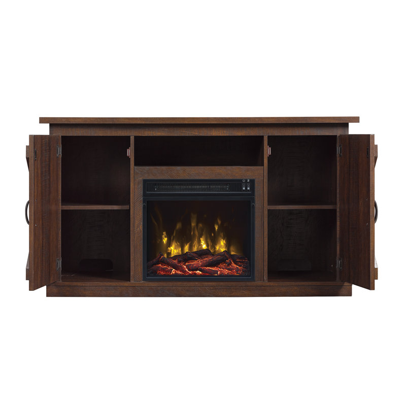 Meuble télé pour téléviseurs de 55 po ou moins avec foyer électrique encastré Lorraine, Espresso coupe de scie